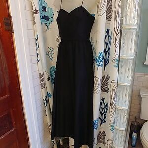 Vintage Classic Black Satin Spagetti Strap Dress